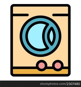 Dry washing machine icon. Outline dry washing machine vector icon color flat isolated. Dry washing machine icon color outline vector