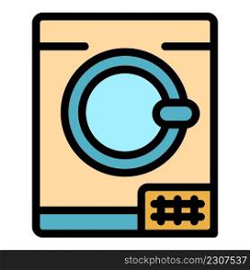 Dryer machine icon. Outline dryer machine vector icon color flat isolated. Dryer machine icon color outline vector