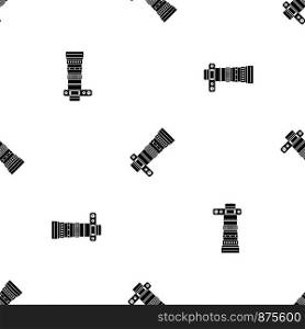 Dslr camera with zoom lens pattern repeat seamless in black color for any design. Vector geometric illustration. Dslr camera with zoom lens pattern seamless black