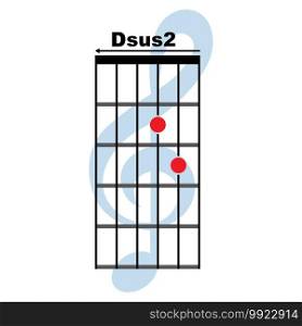 Dsus2  guitar chord icon. Basic guitar chord vector illustration symbol design