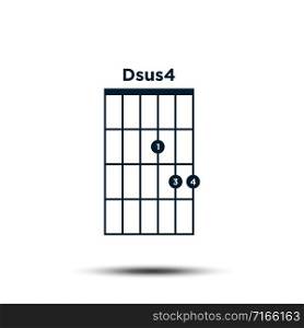 Dsus4, Basic Guitar Chord Chart Icon Vector Template