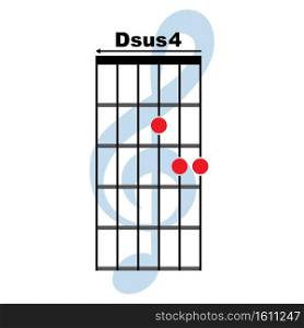 Dsus4  guitar chord icon. Basic guitar chord vector illustration symbol design