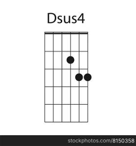 Dsus4 guitar chord icon vector illustration design