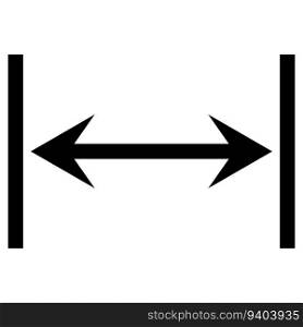 Dual arrow line icon equivalent width vector, width distance measurement
