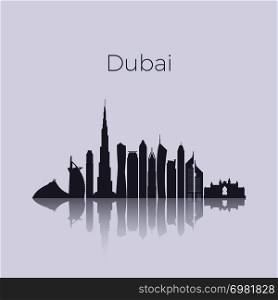 Dubai city modern buildings silhouette vector skyline. Uae emirates landmark cityscape. Building cityscape architecture, illustration of uae city silhouette. Dubai city modern buildings silhouette vector skyline. Uae emirates landmark cityscape