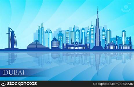 Dubai city skyline detailed silhouette. Vector illustration