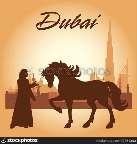 Dubai city skyline silhouette background, vector illustration