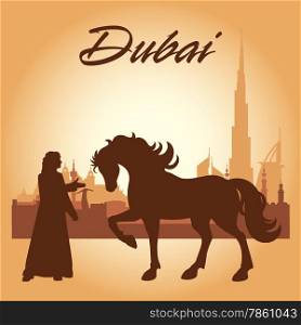 Dubai city skyline silhouette background, vector illustration