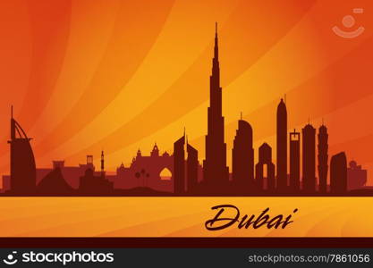 Dubai city skyline silhouette background, vector illustration