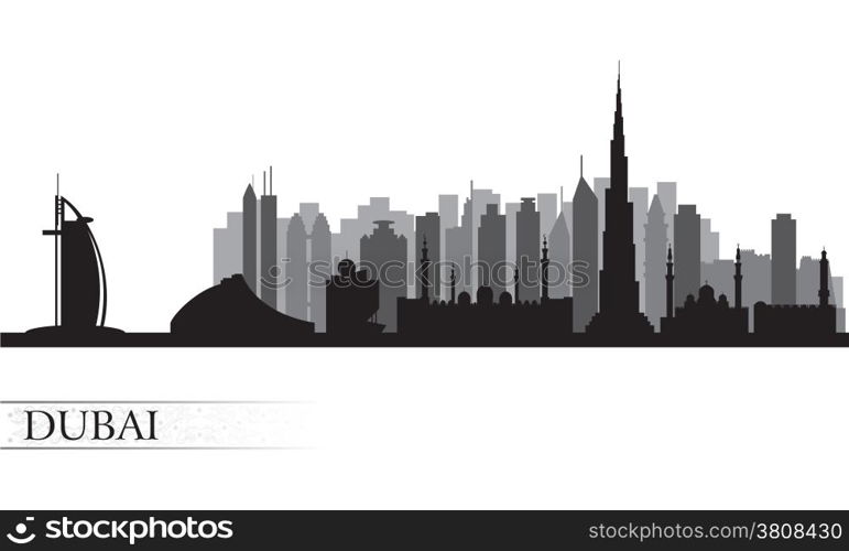 Dubai city skyline. Vector silhouette illustration