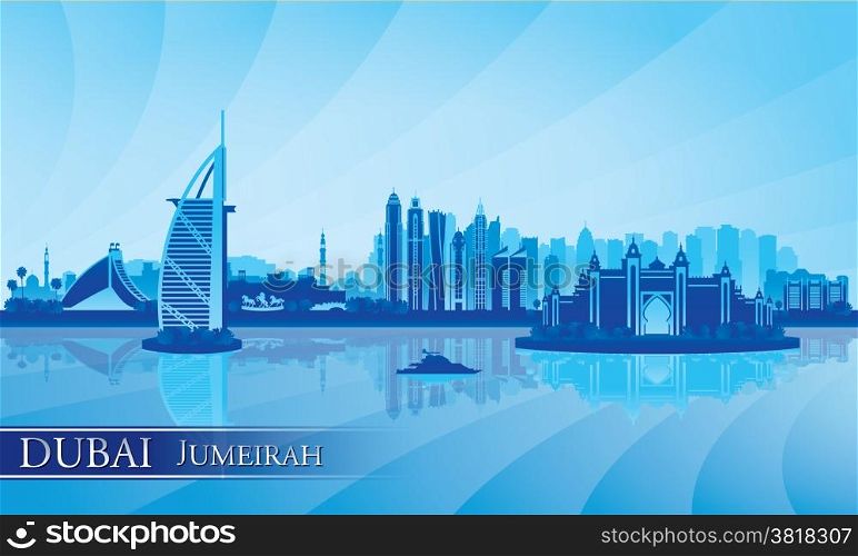 Dubai Jumeirah skyline silhouette background, vector illustration&#xA;