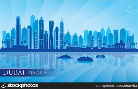 Dubai Marina City skyline silhouette background, vector illustration&#xA;