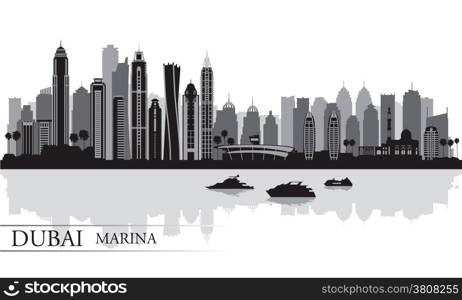 Dubai Marina City skyline silhouette background, vector illustration&#xA;