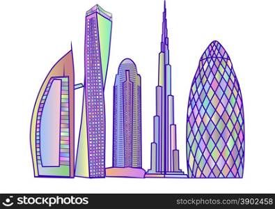 dubai skyline2. abstract building isolated on white background