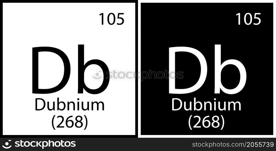 Dubnium chemical sign. Science structure. Mendeleev table. Education background. Vector illustration. Stock image. EPS 10.. Dubnium chemical sign. Science structure. Mendeleev table. Education background. Vector illustration. Stock image.