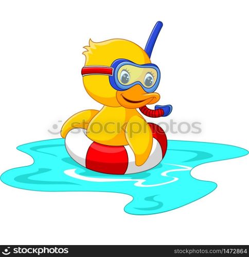 duck diver with swimming belt sitting