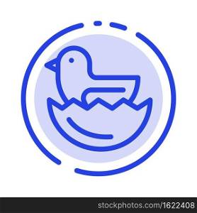 Duck, Egg, Easter Blue Dotted Line Line Icon