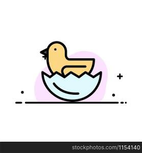 Duck, Egg, Easter Business Flat Line Filled Icon Vector Banner Template