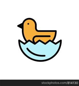 Duck, Egg, Easter Flat Color Icon. Vector icon banner Template