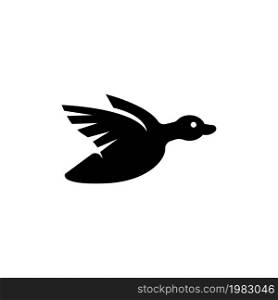 Duck Flying, Hunt Wild Waterfowl Bird. Flat Vector Icon illustration. Simple black symbol on white background. Duck Flying, Hunt Wild Waterfowl Bird sign design template for web and mobile UI element. Duck Flying, Hunt Flat Vector Icon