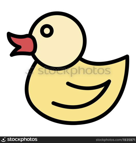 Duck icon. Outline duck vector icon color flat isolated. Duck icon color outline vector