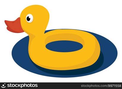 Duck in water, illustration, vector on white background