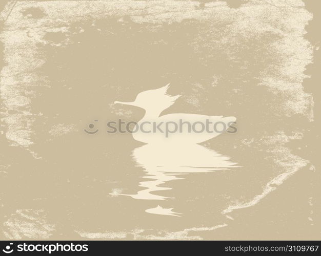 duck in water on grunge background, vector illustration