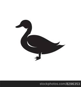 Duck or goose silhouette isolated logo Farm Animal on white background vector illustration