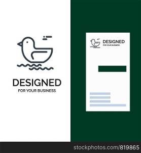 Duck, River, Canada Grey Logo Design and Business Card Template