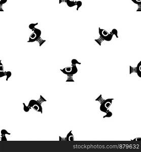 Duck spring see saw pattern repeat seamless in black color for any design. Vector geometric illustration. Duck spring see saw pattern seamless black