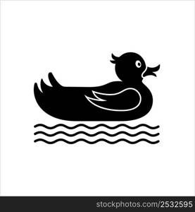 Duck Swim Ring Icon, Duck Shape Swim Tube, Rubber, Inner Tube, Lifesaver Ring Vector Art Illustration