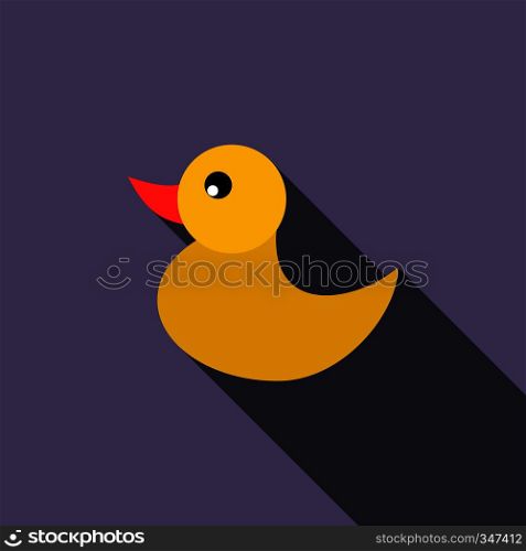 Duckling for a child icon in flat style with long shadow. Children toys symbol. Duckling for a child icon, flat style