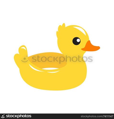 ducky bath toy flat vector color icon.