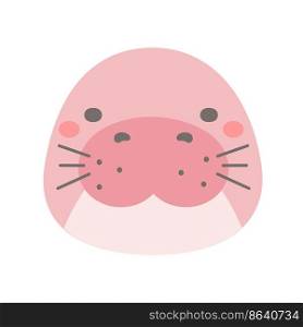 dugong vector. cute animal face design for kids.