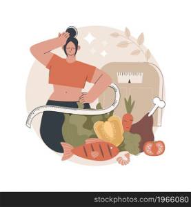 Dukan diet abstract concept vector illustration. Weight-loss diet, low carb food diet plan, fat-free dairy, oat bran, vegetarian proteins, limiting carbohydrates, burn fat abstract metaphor.. Dukan diet abstract concept vector illustration.