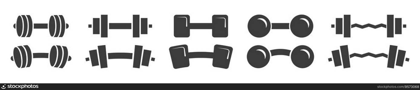 Dumbbell. Dumbbell icon set. Weight icons collection. 