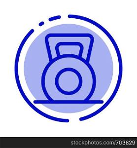 Dumbbell, Fitness, Gym, Lift Blue Dotted Line Line Icon