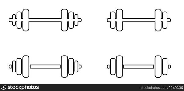 Dumbbell fitness gym pictogram. Barbell icon. Bodybuilding sport concept. Flat vector sign. Fitness center, sport activity, muscle training. Gym workout, Body building. Heavy lifting. Physical health.