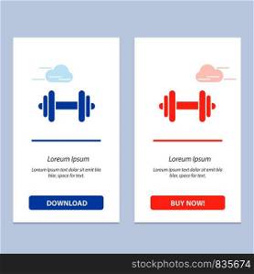 Dumbbell, Fitness, Sport, Motivation Blue and Red Download and Buy Now web Widget Card Template