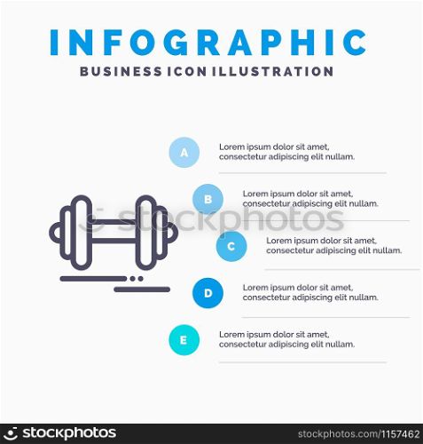 Dumbbell, Fitness, Sport, Motivation Line icon with 5 steps presentation infographics Background