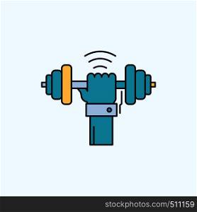 Dumbbell, gain, lifting, power, sport Flat Icon. green and Yellow sign and symbols for website and Mobile appliation. vector illustration. Vector EPS10 Abstract Template background
