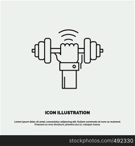 Dumbbell, gain, lifting, power, sport Icon. Line vector gray symbol for UI and UX, website or mobile application. Vector EPS10 Abstract Template background