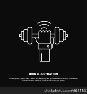 Dumbbell, gain, lifting, power, sport Icon. Line vector symbol for UI and UX, website or mobile application. Vector EPS10 Abstract Template background
