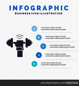 Dumbbell, gain, lifting, power, sport Infographics Template for Website and Presentation. GLyph Gray icon with Blue infographic style vector illustration.. Vector EPS10 Abstract Template background