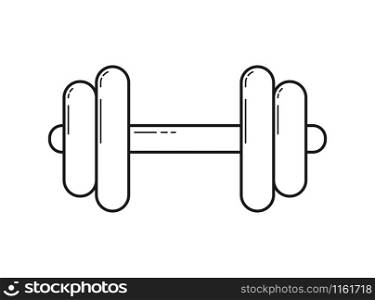 Dumbbell icon. empty outline in flat style isolated on white background. Simple design