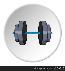 Dumbbell icon in cartoon style isolated on white circle background. Sport symbol vector illustration. Dumbbell icon, cartoon style