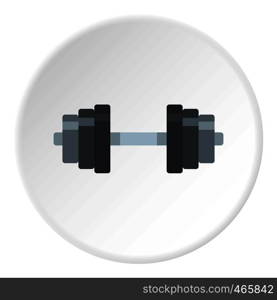 Dumbbell icon in flat circle isolated on white vector illustration for web. Dumbbell icon circle