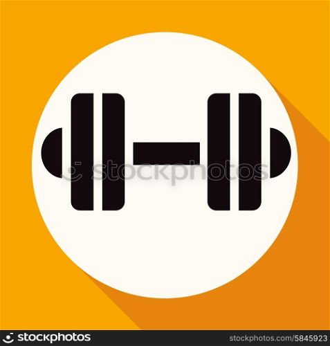 dumbbell icon on white circle with a long shadow