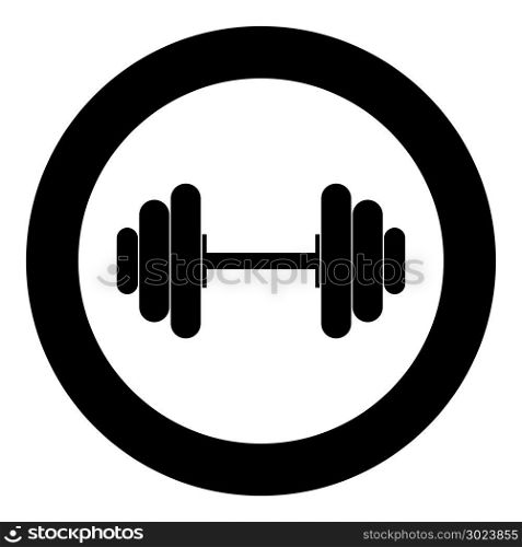 Dumbbell the black color icon in circle or round vector illustration