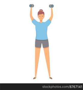 Dumbbell training icon cartoon vector. Care doctor. Muscle exercise. Dumbbell training icon cartoon vector. Care doctor
